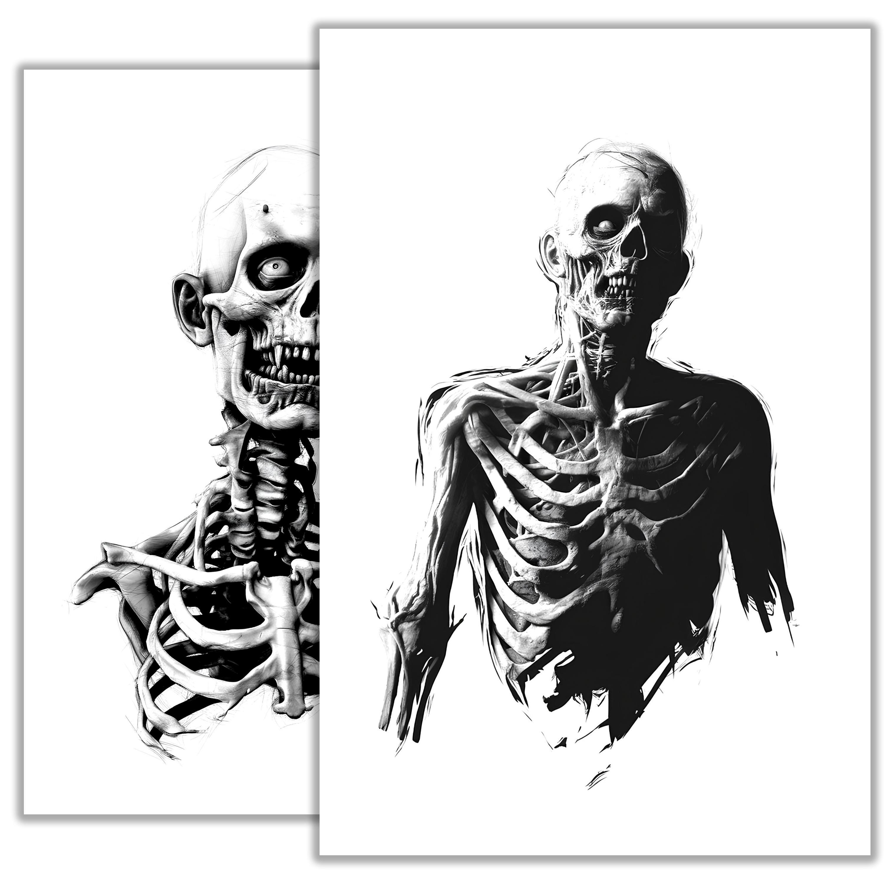 Zombie Tattoo Sketch – Horror & Undead Illustration, Dark Ink Art ...