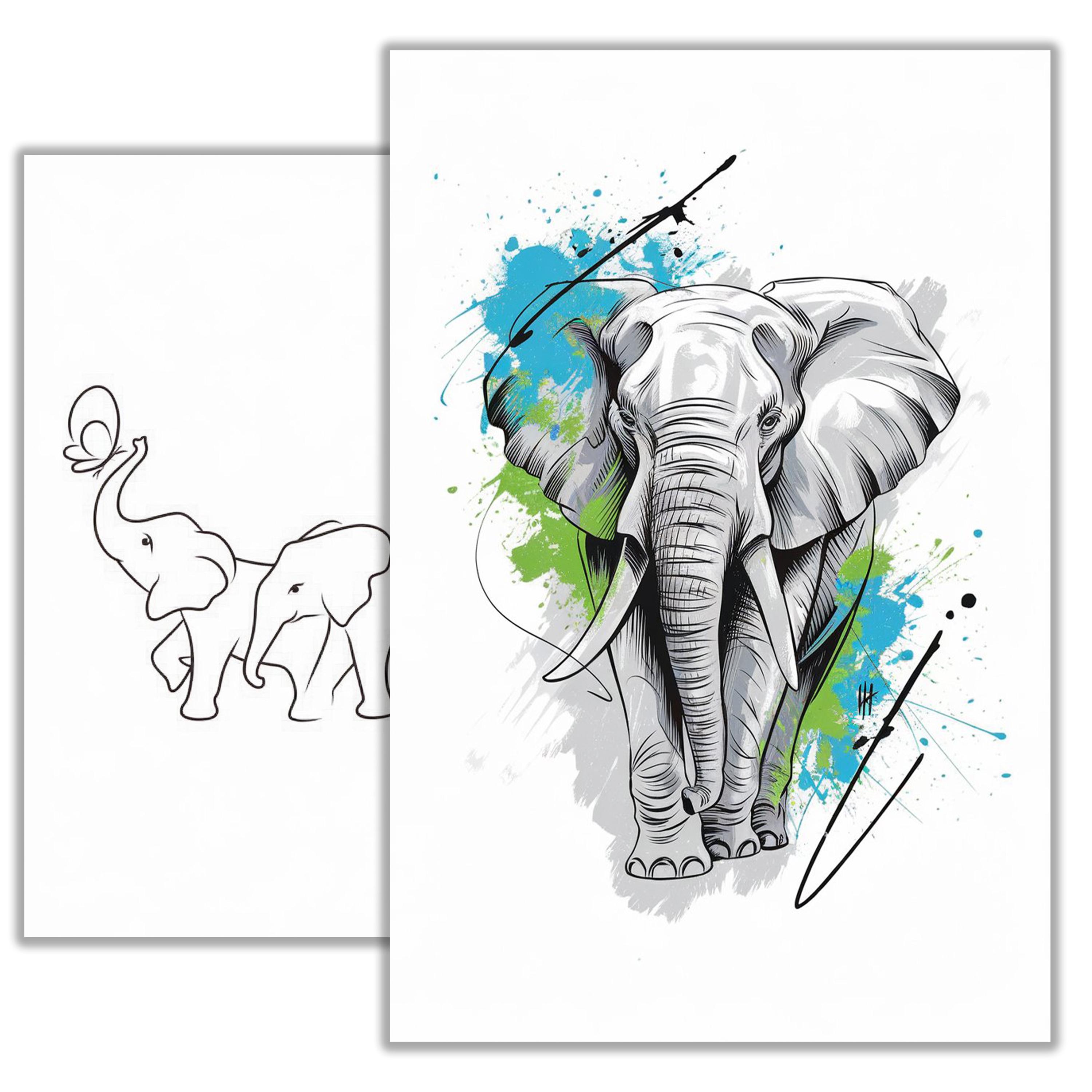 Elephant Tattoo Design - Intricate and Majestic Animal Tattoo Sketch - Etsy