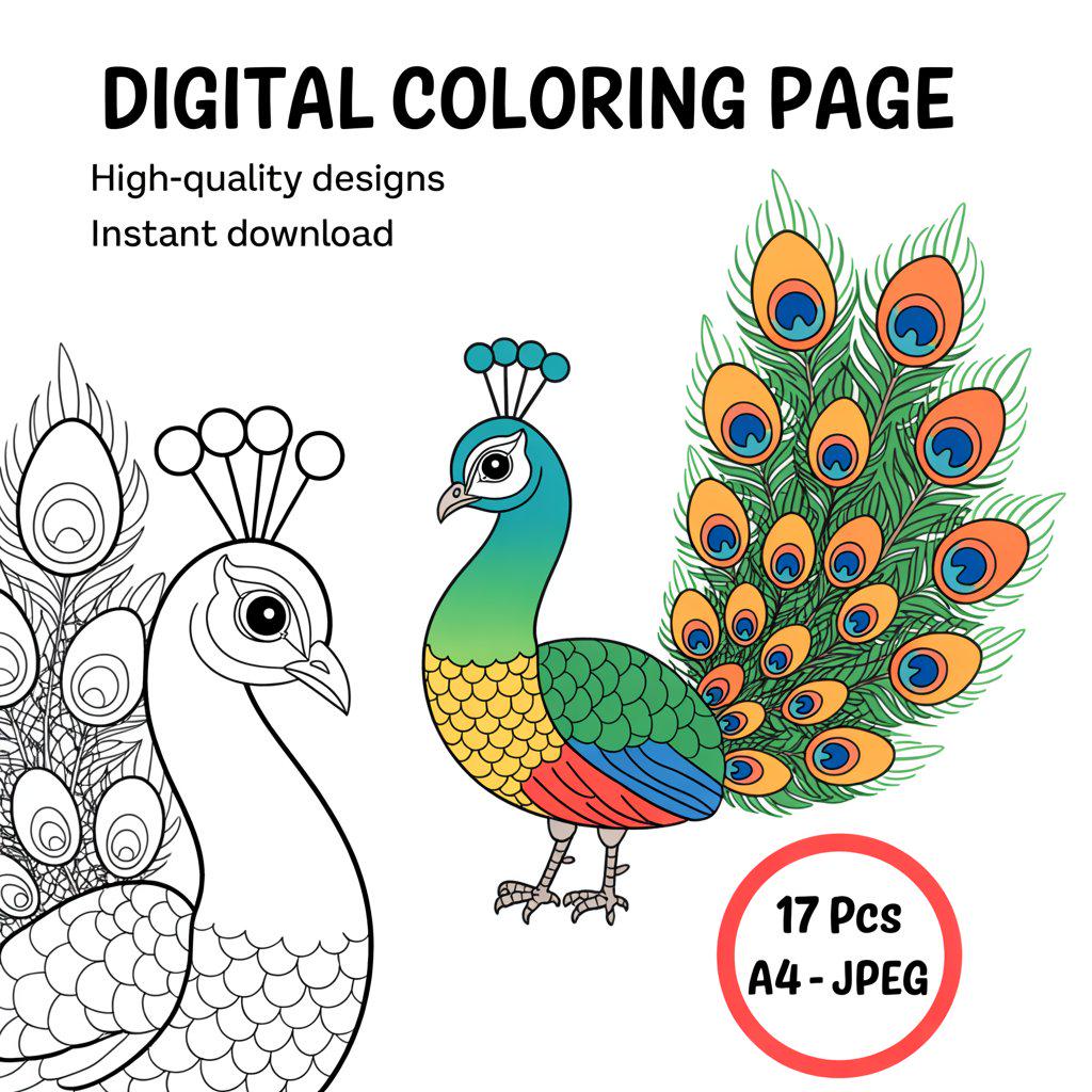 Kleurplaten Pauw - Prachtige afdrukbare vogelkleurplaten voor kinderen en  volwassenen, digitale download Exotische dierenkunstactiviteitenboek - Etsy  België, image size:1024x1024