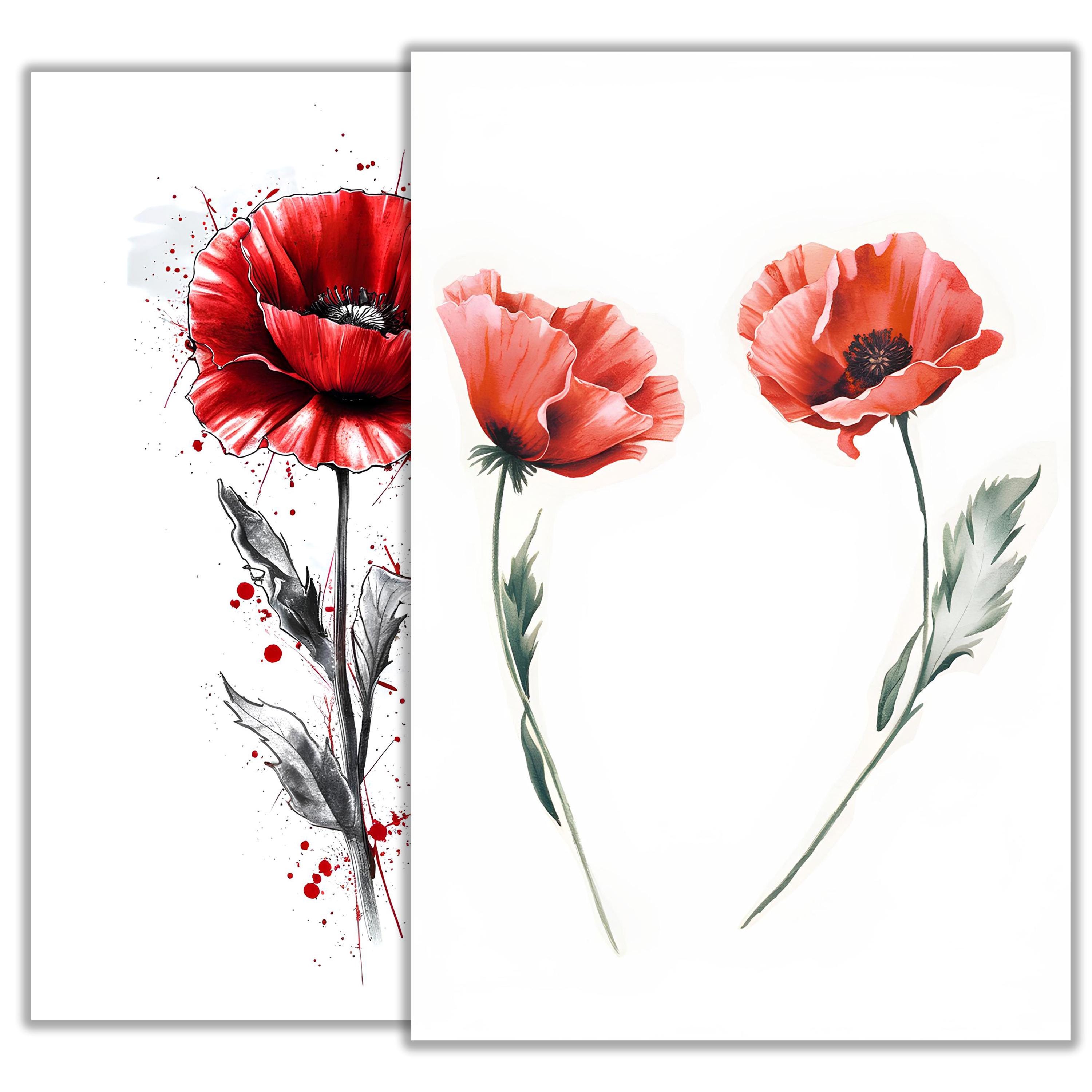 Poppy Flower Tattoo Sketch – Delicate Floral Line Art, Minimalist Poppy ...