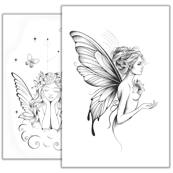Fairy tattoo stencils