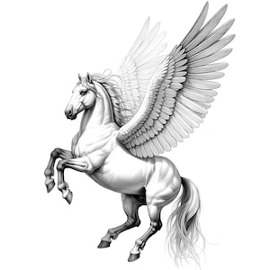 Pegasus Tattoo Sketch #2 – Fantasy Winged Horse Line Art Design ...