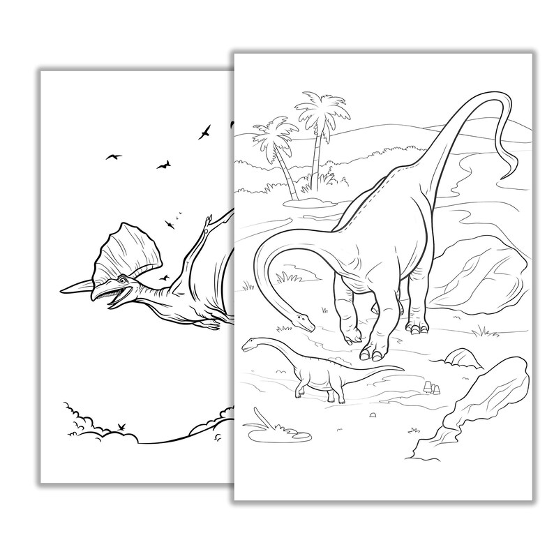 Dinosaur Coloring Page | Printable Prehistoric Fun for Kids & Adults - Etsy