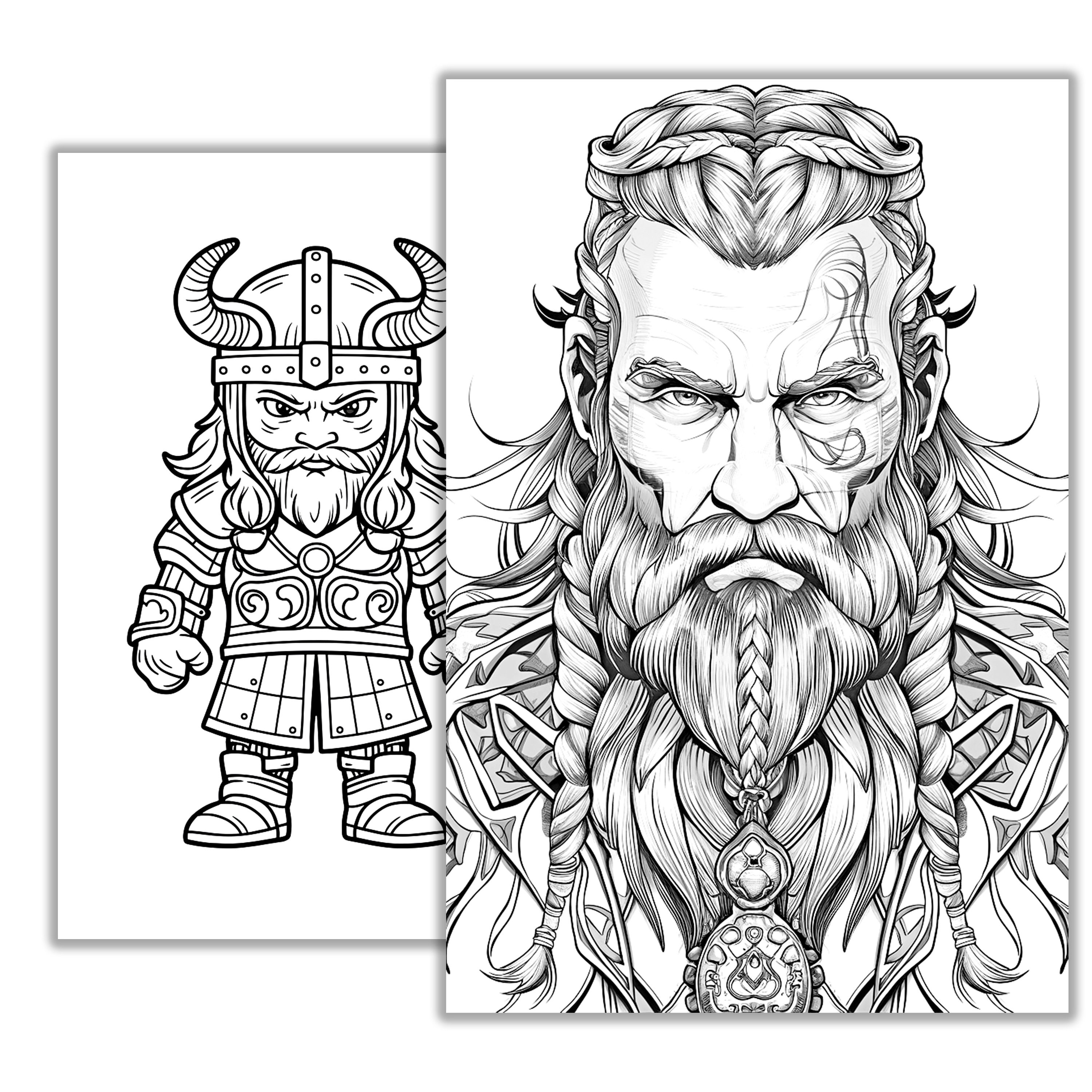 Vikings Coloring Page. Coloring Pages for Adults. Coloring Pages for