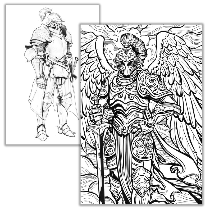 Fantasy Knights Coloring Page | Printable Medieval Adventure Art for ...