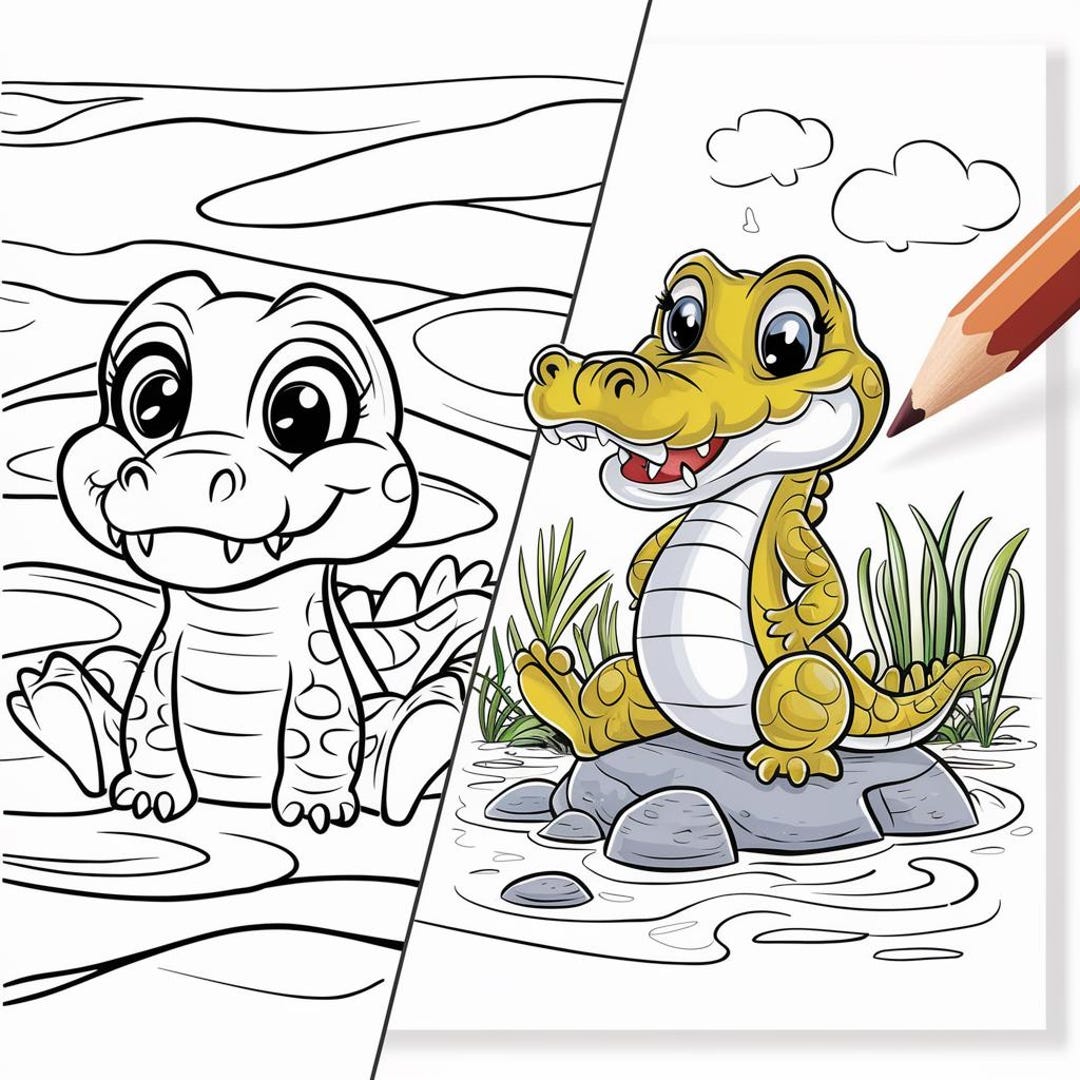 Alligator Coloring Page - Fun and Detailed Design for Kids and Adults ...