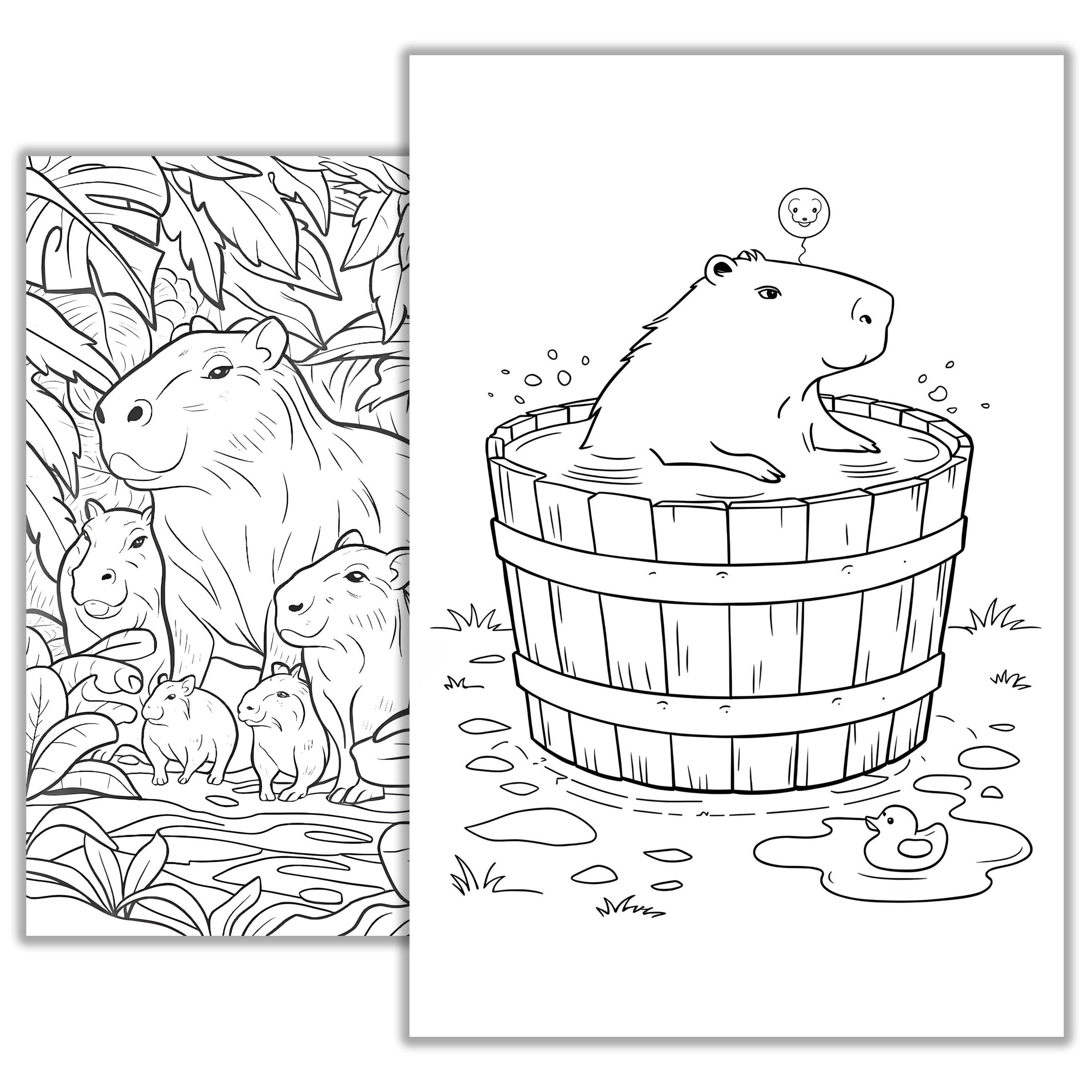 Capybara Coloring Pages – Cute Printable Animal Coloring Sheets for ...