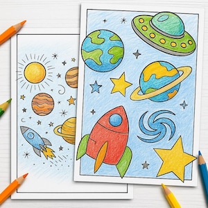 Página para colorear del espacio: actividad imprimible para niños