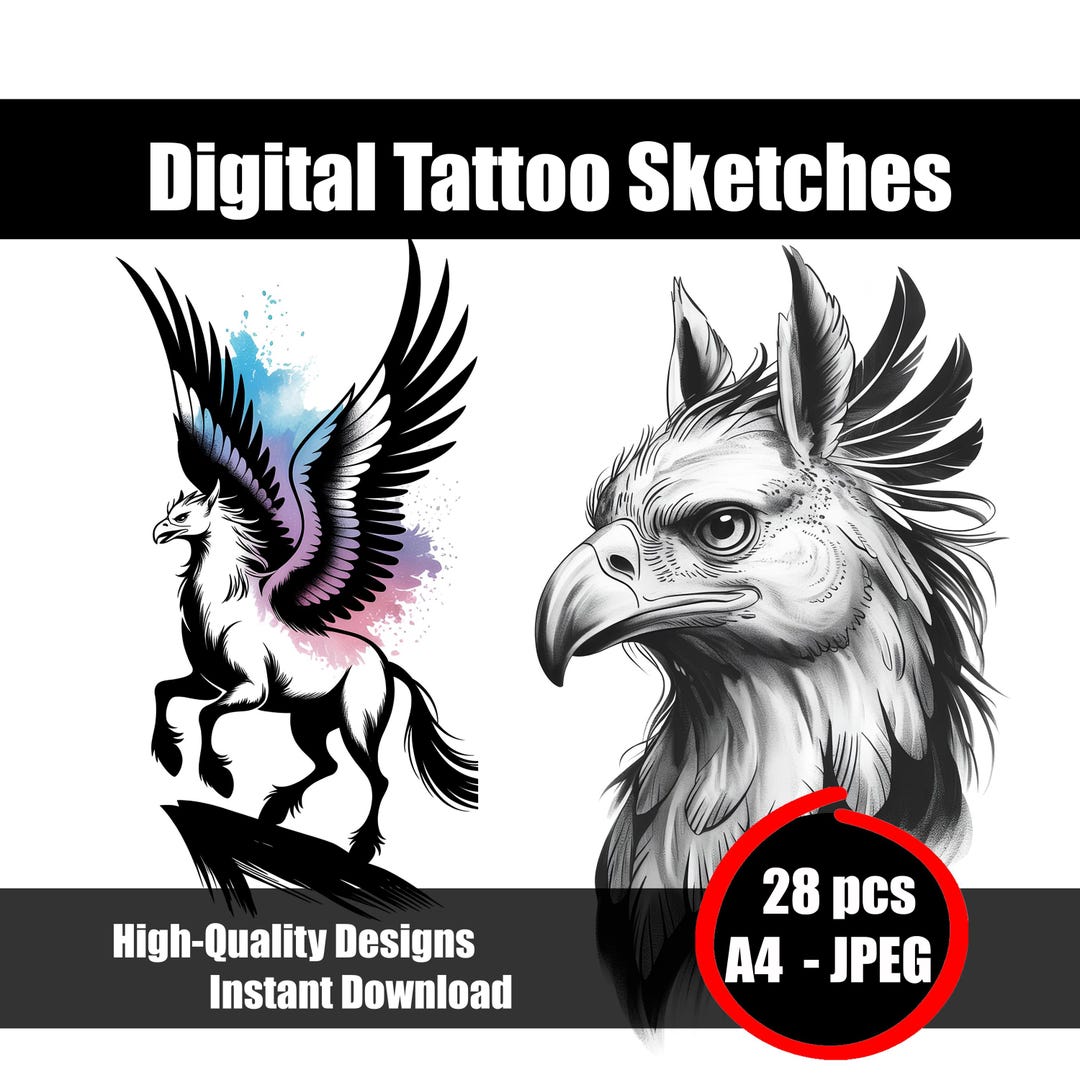 Hippogriff Tattoo Sketch Mythical Creature Line Art Fantasy Winged hippogriff-tattoo-sketch-mythical-creature-line-art-fantasy-winged