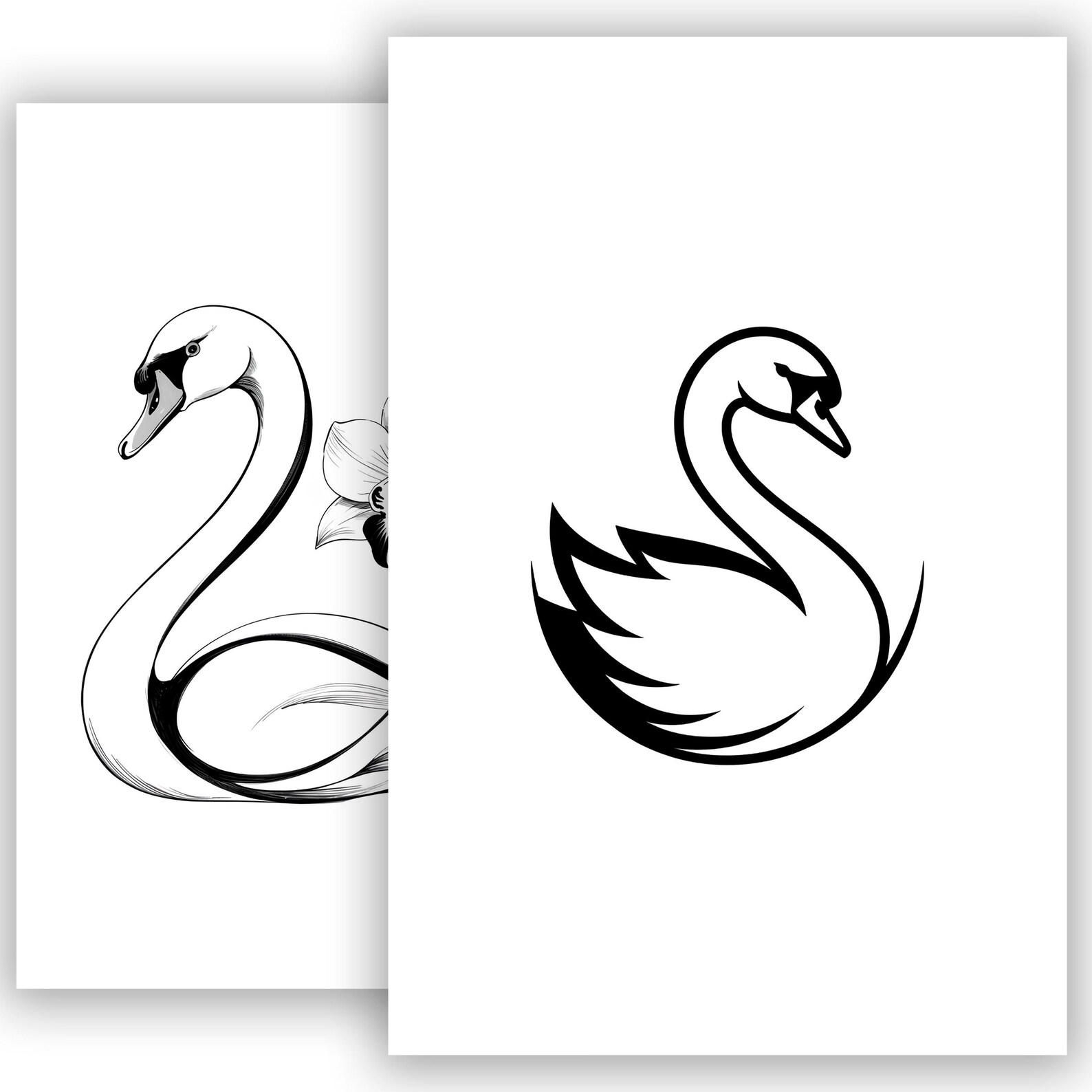 Swan Ink Drawing Swan Minimalist Tattoo Sketch | Elegant Bird Tattoo Design | Simple ...