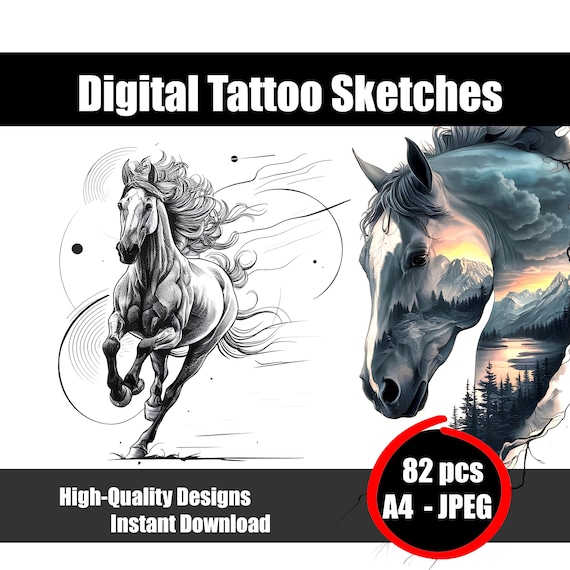 Indisches Pferdetattoo Minimalistisches Pferdetattoo Fotos – Lade