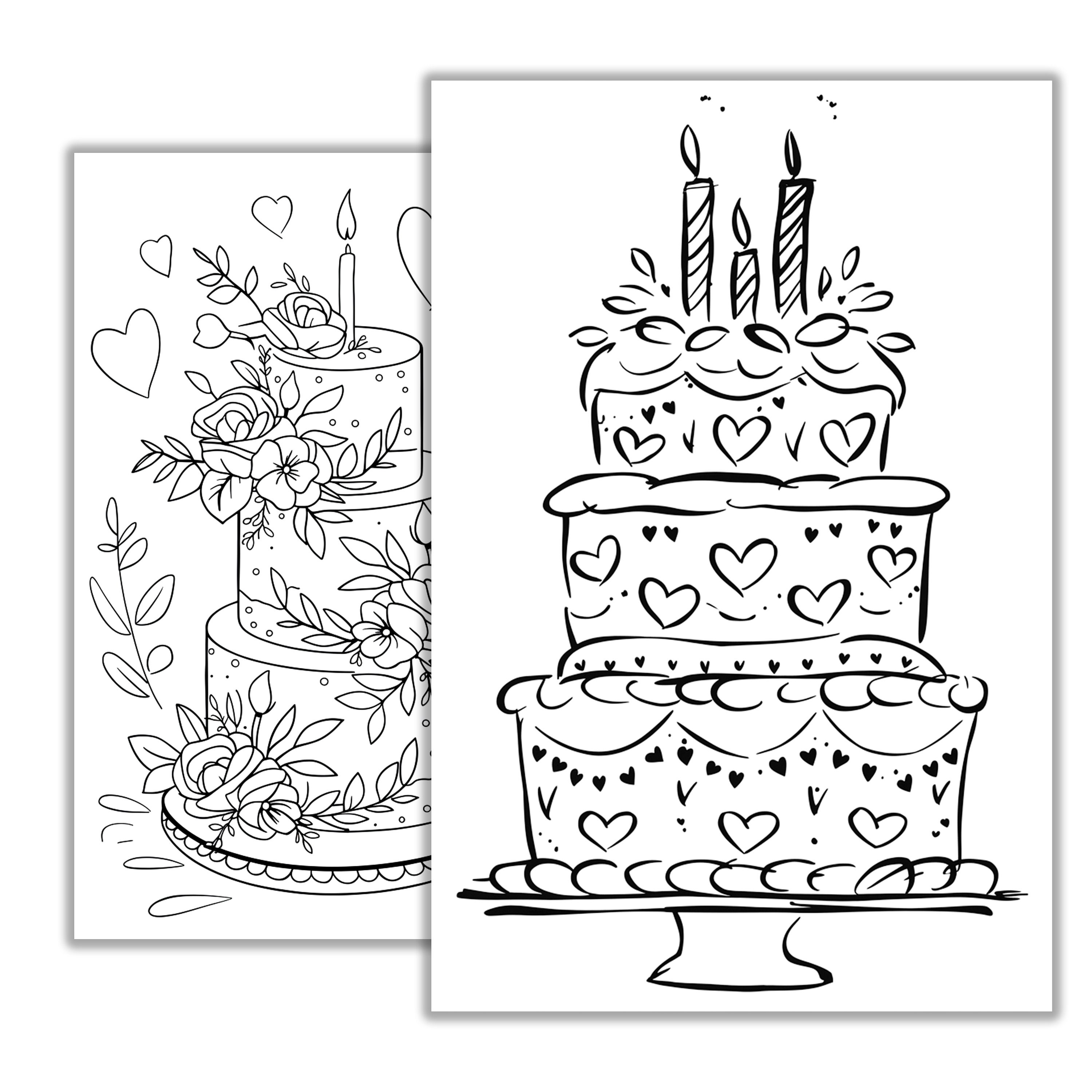 Cakes Coloring Page. Coloring Pages for Adults. Coloring Pages for