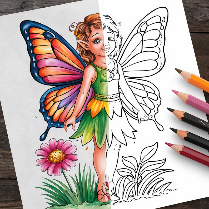 Butterfly Girl Coloring Page Coloring - Il 794xN.6032133038 4x08 