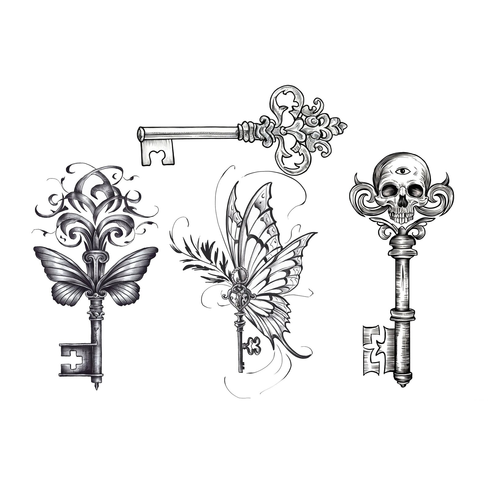 Key Tattoo Sketch | Intricate and Symbolic Design for Tattoo Artists ...