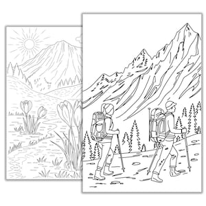 Mountain Coloring Page - Scenic Nature Landscape Printable Coloring ...