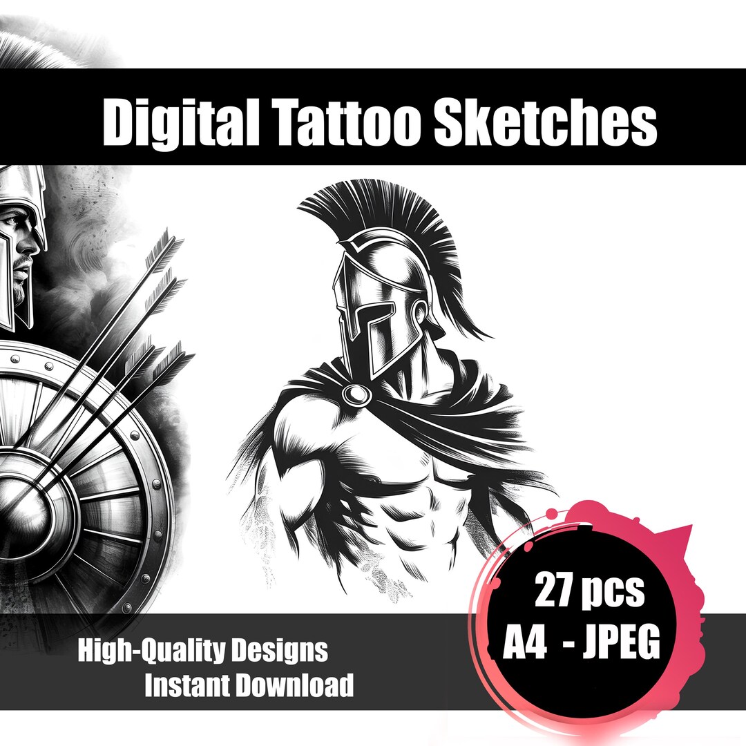 Spartan Warrior Tattoo Sketch | Greek Hoplite Tattoo Design | Spartan ...
