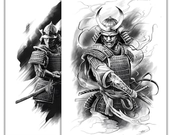 侍ジャパンのタトゥースケッチ | 日本の戦士のタトゥーデザイン