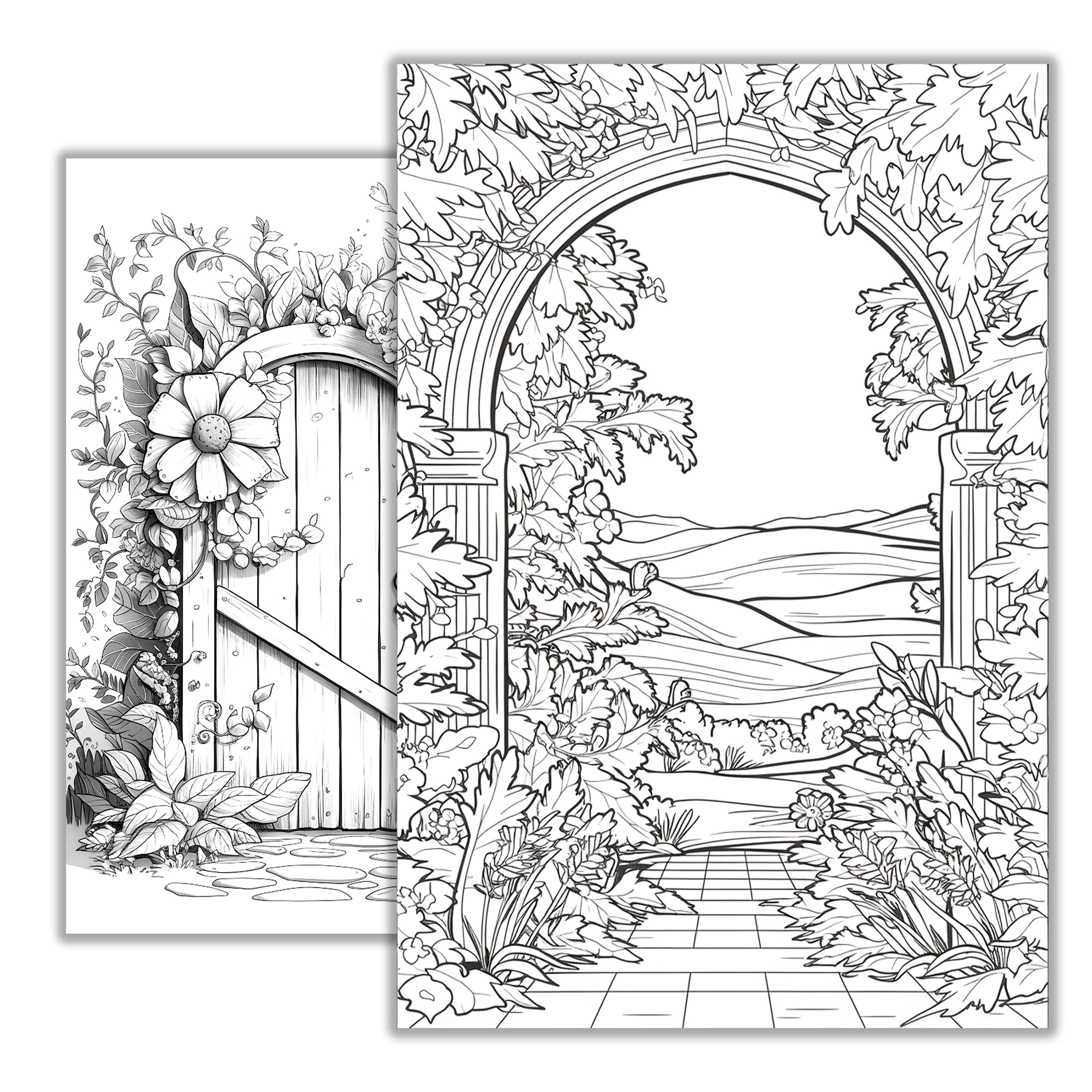 Flowery Door Coloring Page – Printable Floral Entrance Art, DIY Coloring  Sheet for Kids \u0026 Adults, Creative Garden Theme Design - Etsy, image size:3000x3000