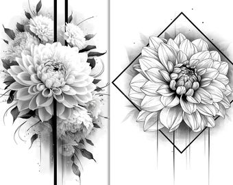 Dahlia Flower Original Drawing Art Prints Drawing by Vics