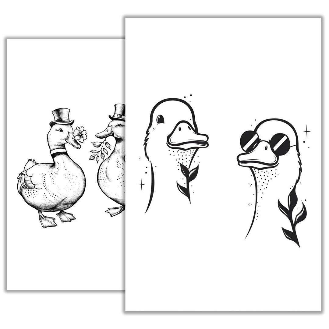 Duck Tattoo Sketch – Unique Animal Tattoo Design, Hand-drawn Ink Art - Etsy