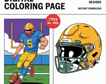 Football Coloring Page – Sports Activity Printable for Kids & Adults, Game Day Fun, Digital Download, Instant Coloring Sheet
