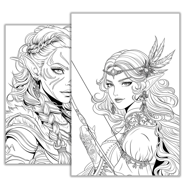 Elf Colornote Elf Coloring Page – Fantasy Printable for Kids & Adults, Magical ...