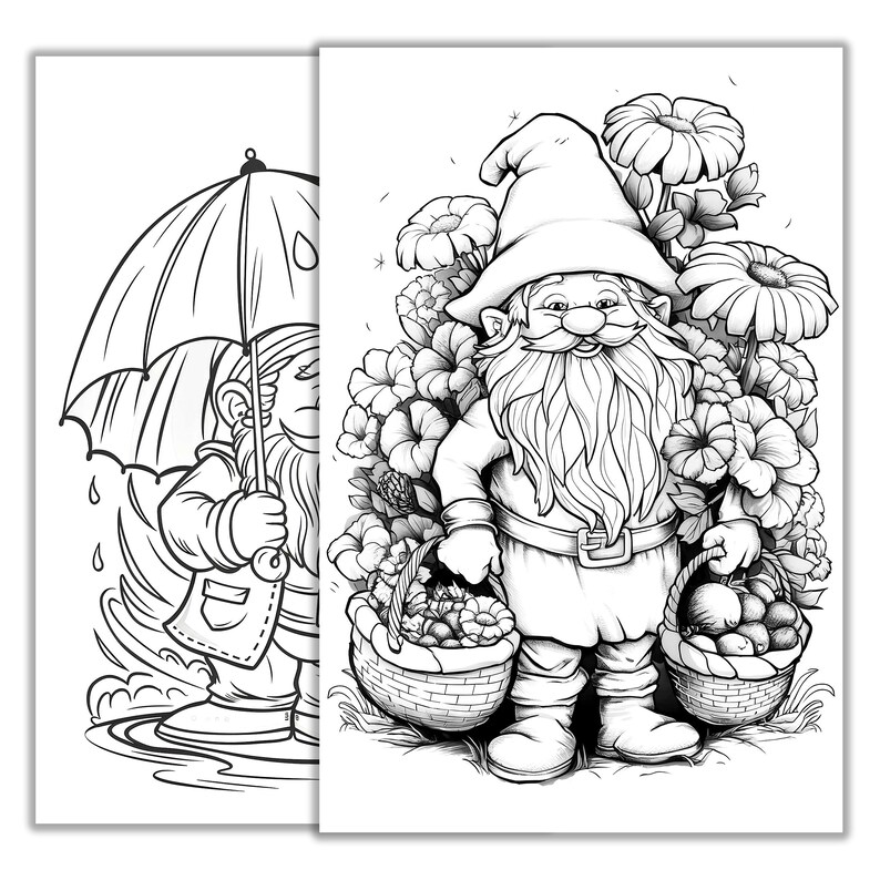 Gnome Coloring Pages – Cute Printable Sheets for Kids & Adults