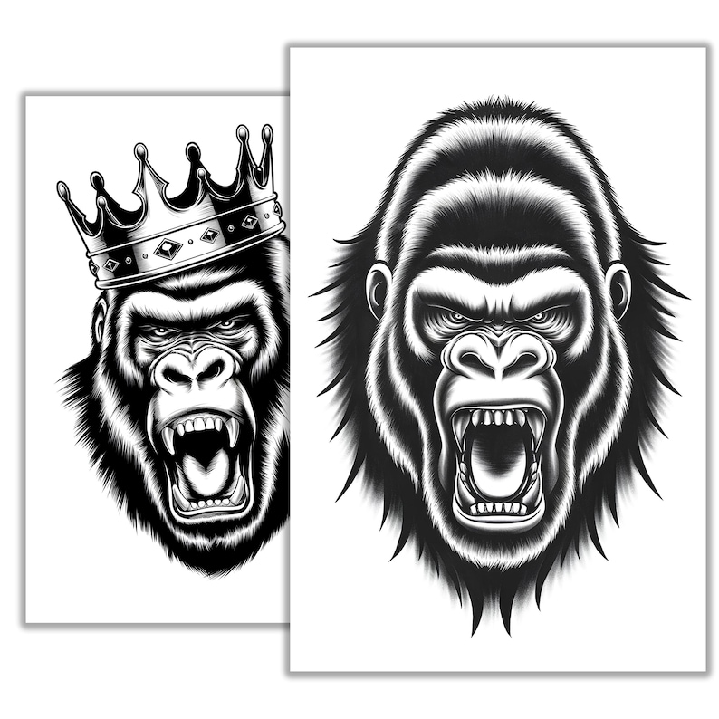 Gorilla Tattoo Sketch Bold and Powerful Custom Ink Design - Etsy