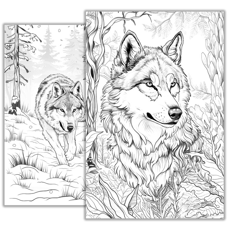 Wolf Coloring Pages for Kids and Adults – Printable Wild Animal Art ...