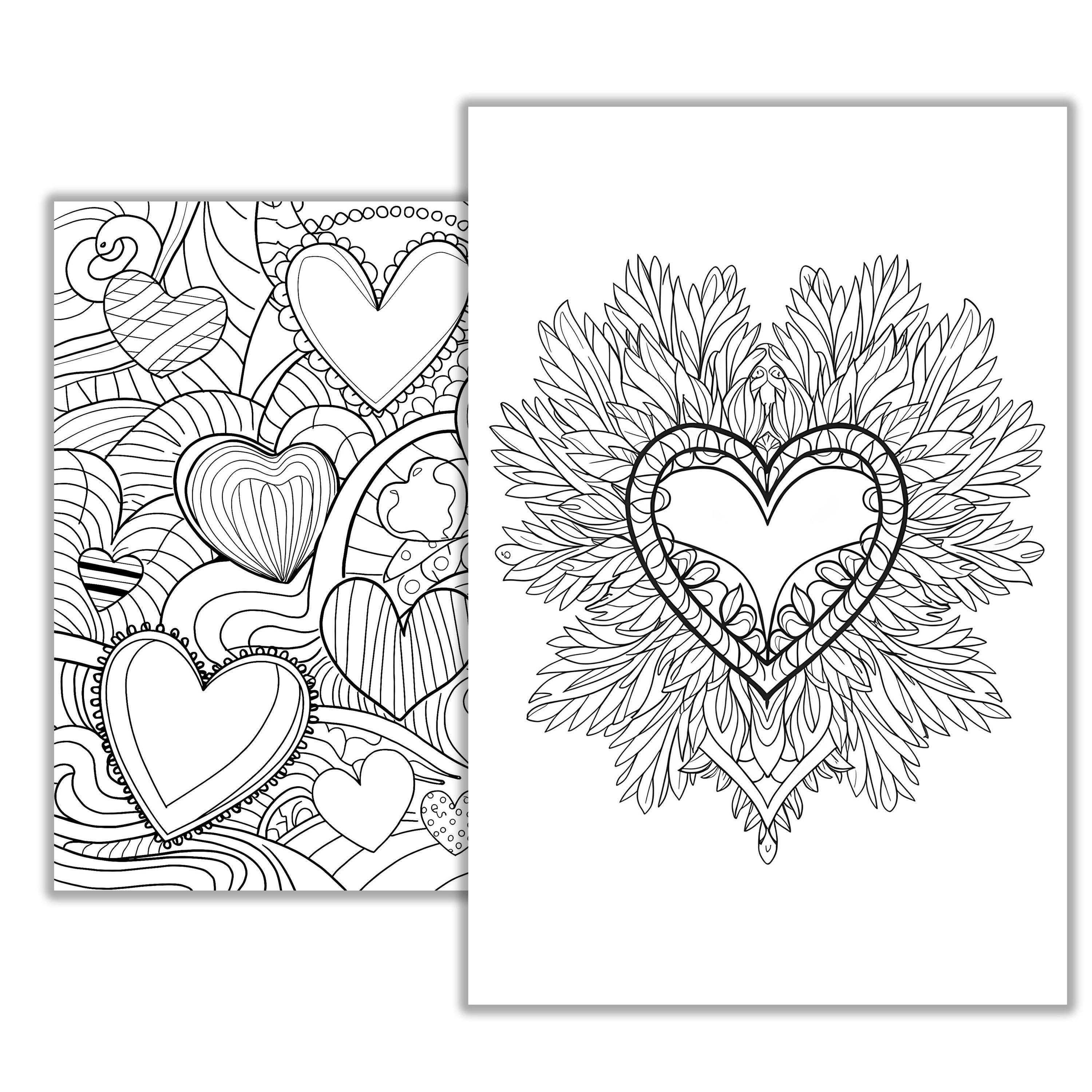 Heart Coloring Page | Printable Heart Design for Relaxing and Creative ...