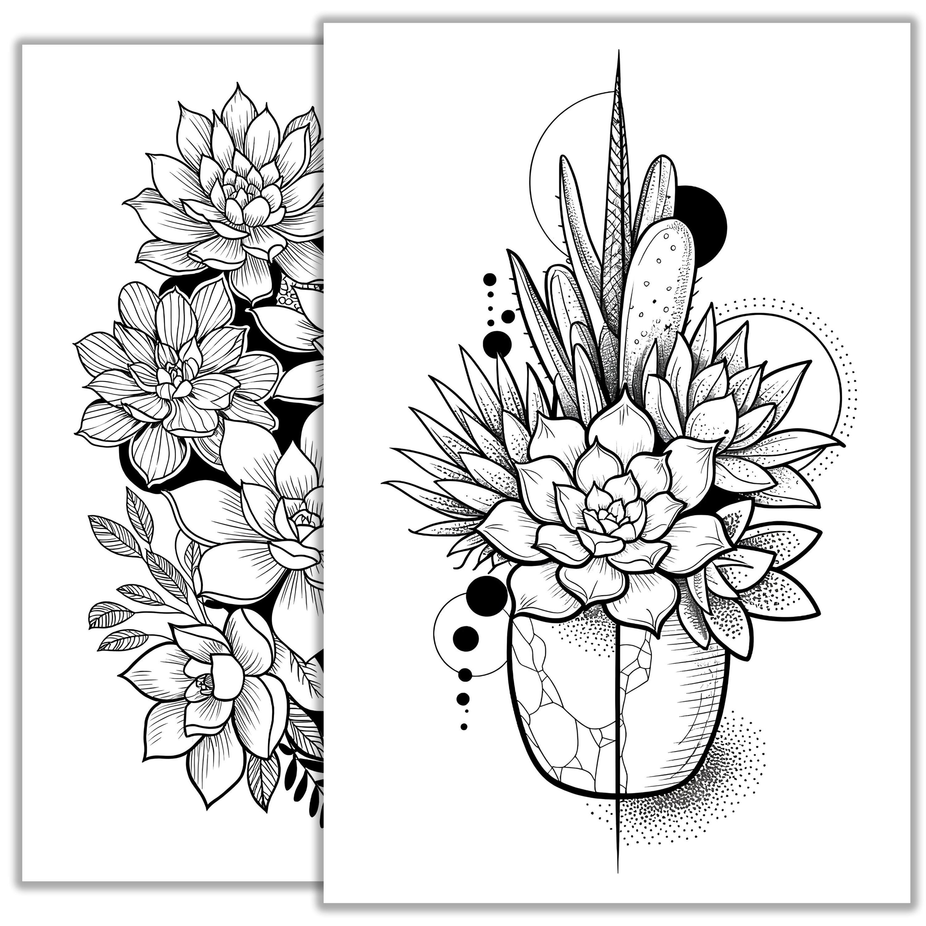 Succulents Tattoo Sketch  Minimalist Plant Illustration, Nature-inspired  Ink Art, Elegant & Modern Botanical Tattoo Design - Etsy