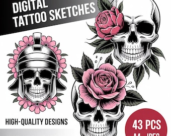 Skull Tattoo Sketch | Hand-drawn Skull Tattoo Design | Dark Gothic