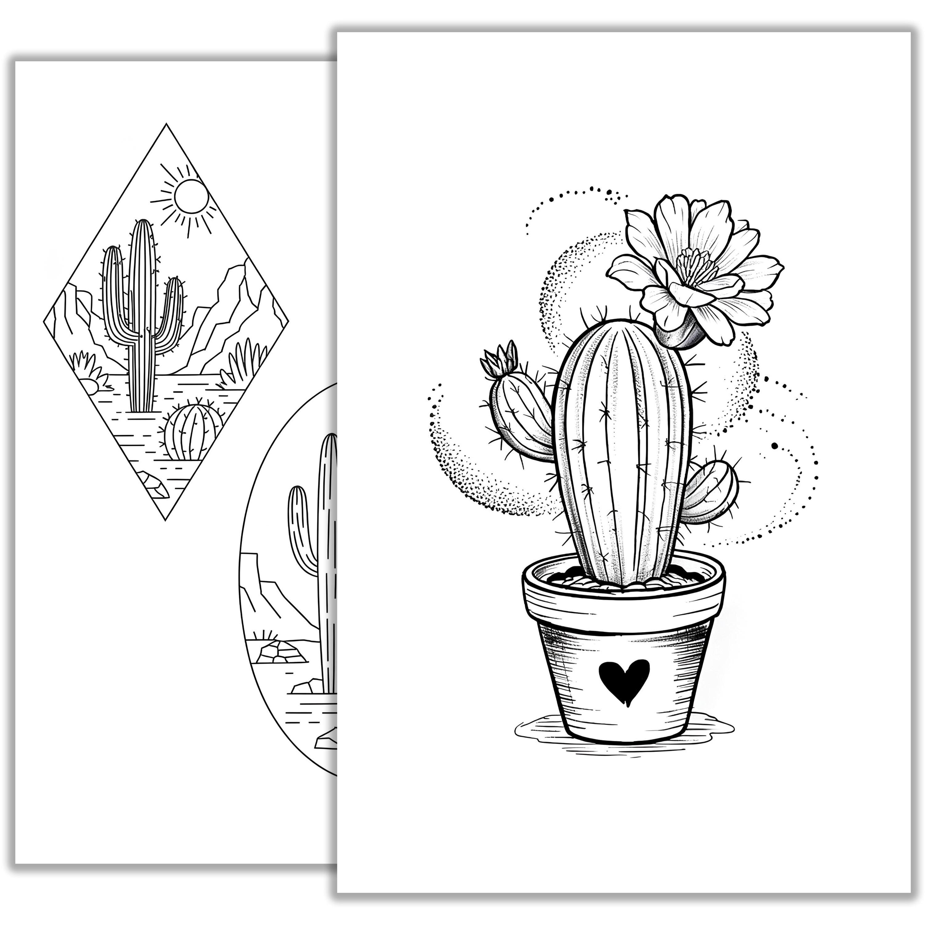 Cactus Tattoo Sketch - Desert Plant Line Art Design - Succulent Flash  Drawing - Minimalist Nature Ink Art - Instant Download Printable - Etsy