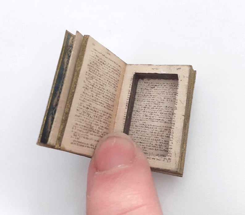 Dollhouse Secret Compartment Book - Kit or Made-up. Plus 2 Non-Opening Books Diorama Library Apothecary. 1:12 Miniature Antique Style. Made-up