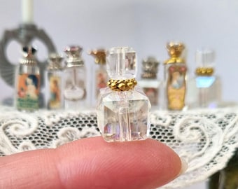 Dolls House 6th/12th Scale Cut Glass Perfume Bottles Vintage Boudoir Bathroom Oil for Bedroom, Dressing Table. Handmade. Some with Labels.