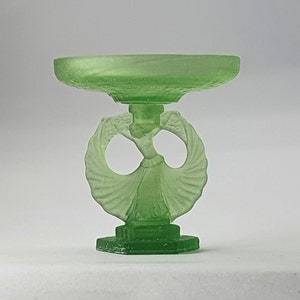 Dolls House Art Deco Resin Ornament Glass Look &#39;Green Girl&#39; with Flowing Skirt - Fancy Fruit or Sweet Bowl. 3 sizes. 1/12 1/24 1/48