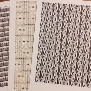 Art Deco Puppenhaus Tapete, Bodenbelag, Fliesen für Maßstab 1:12. Schweres Papier Druck 160g