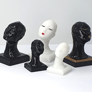 Doll House Art Deco Hat Stand, 1930s Girl Ornament, Milliner Fashion Shop Display. 12th - 24th Scale. Black or White. Plain or Made-up.