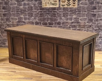 Dollhouse Miniature Shop Counter with Shelves. 2 Styles: Apothecary or Vintage, Choice 2 Colours. 12th or 16th Scale. Kit or Ready Made.