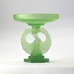 Dolls House Art Deco Resin Ornament Glass Look &#39;Green Girl&#39; with Flowing Skirt - Fancy Fruit or Sweet Bowl. 3 sizes. 1/12 1/24 1/48