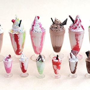 Dolls House Ice-cream Sundae Dessert Knickerbocker Glory Filled or Empty Glasses. Miniature Café Sweetshop Restaurant. 12th & 24th Scale