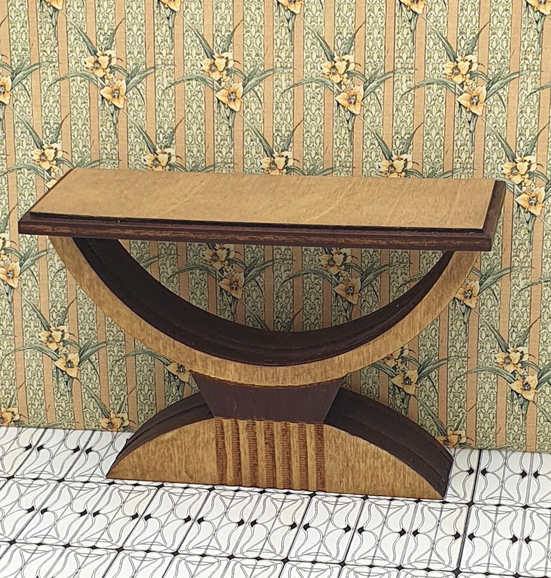 Art Deco Table console « Salon des Artistes » en bois de racine – Table murale ronde avec deux tiroirs style années 20 cat036 Palazzo Exclusif