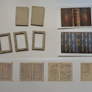 Dollhouse Secret Compartment Book - Kit or Made-up. Plus 2 Non-Opening Books Diorama Library Apothecary. 1:12 Miniature Antique Style. Kit