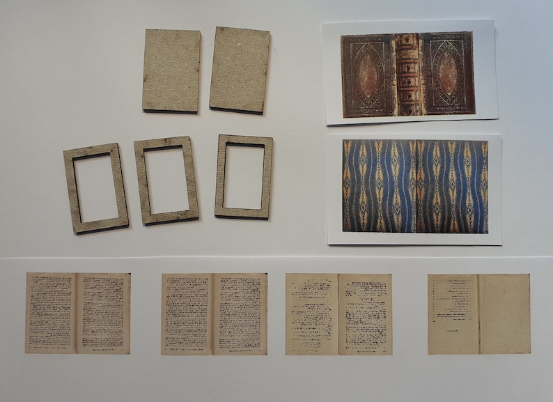 Dollhouse Secret Compartment Book - Kit or Made-up. Plus 2 Non-Opening Books Diorama Library Apothecary. 1:12 Miniature Antique Style. Kit