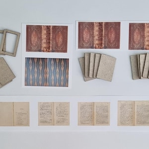 Dollhouse Secret Compartment Book - Kit or Made-up. Plus 2 Non-Opening Books Diorama Library Apothecary. 1:12 Miniature Antique Style. Kit + 2 books kit