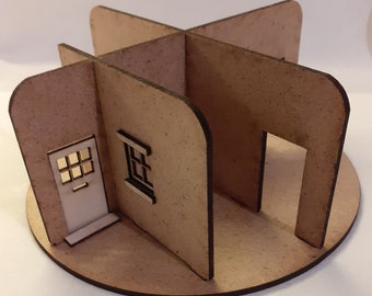 Willowbrook Cottage is a Unique Circular Basic Blank kit for a 4 room Diorama Scene Dolls House. 16 or 32 cm dia. 1/48 or 1/24