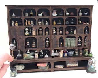 Dollhouse Medieval Apothecary Medicine Cabinet with Doors & Shelves 12th/16th/24th Scale. Self Assembly Kit or Ready Made. Full or 1/2 width