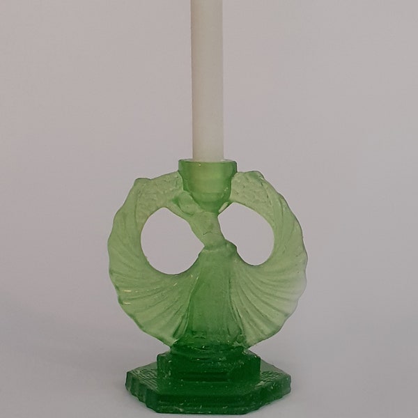 Art Deco Glass Look Girl with Flowing Skirt Candlestick Holder for Dolls House. 5 Colours. 3 sizes. 1/12 1/24 1/48