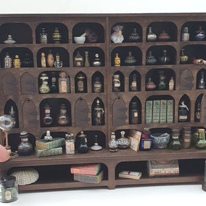 Dolls House Apothecary Medicine Cabinet with Pigeon Holes, Doors & Shelves 12th/16th/24th Scale. Kit or Ready Made. Medieval Cupboard.