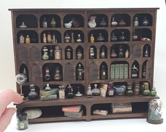 Dollhouse Medieval Apothecary Medicine Cabinet with Doors & Shelves 12th/16th/24th Scale. Self Assembly Kit or Ready Made. Full or 1/2 width